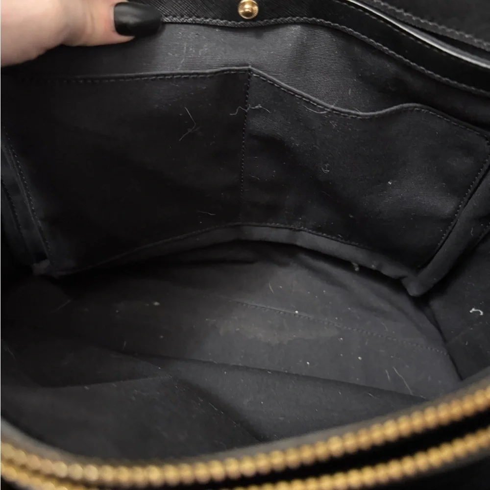 Tory Burch Black Robinson Tote Bag with Gold Accents